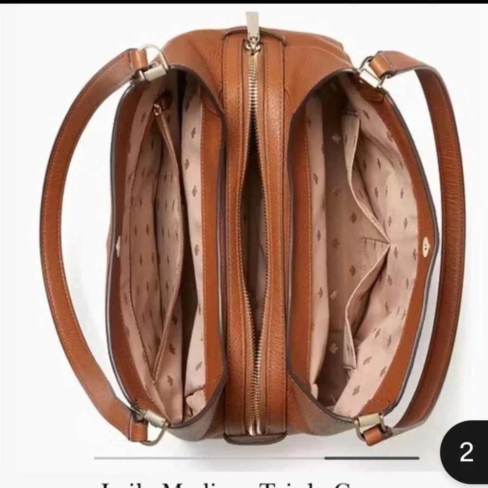 Kate Spade Jackson Triple Compartment Shoulder Tote Satchel Gingerbread color